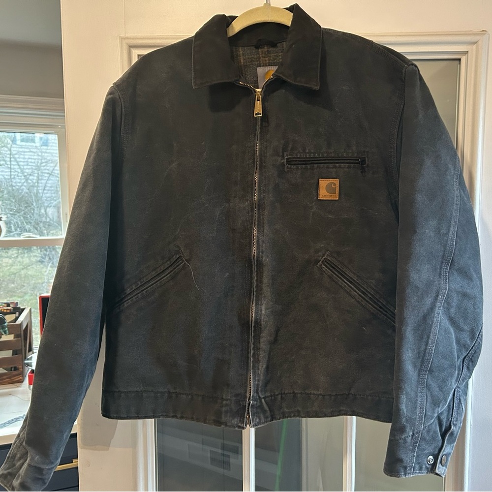 Vintage Black Carhartt Detroit Jacket Perfectly Faded-Medium